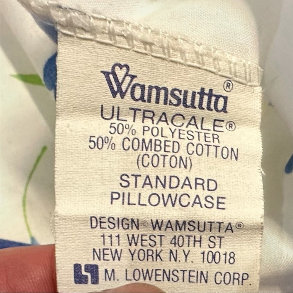 Vintage Wamsutta Sheet Set Double White Floral Scalloped Trim Tulip Cotton Blend - Picture 11 of 12